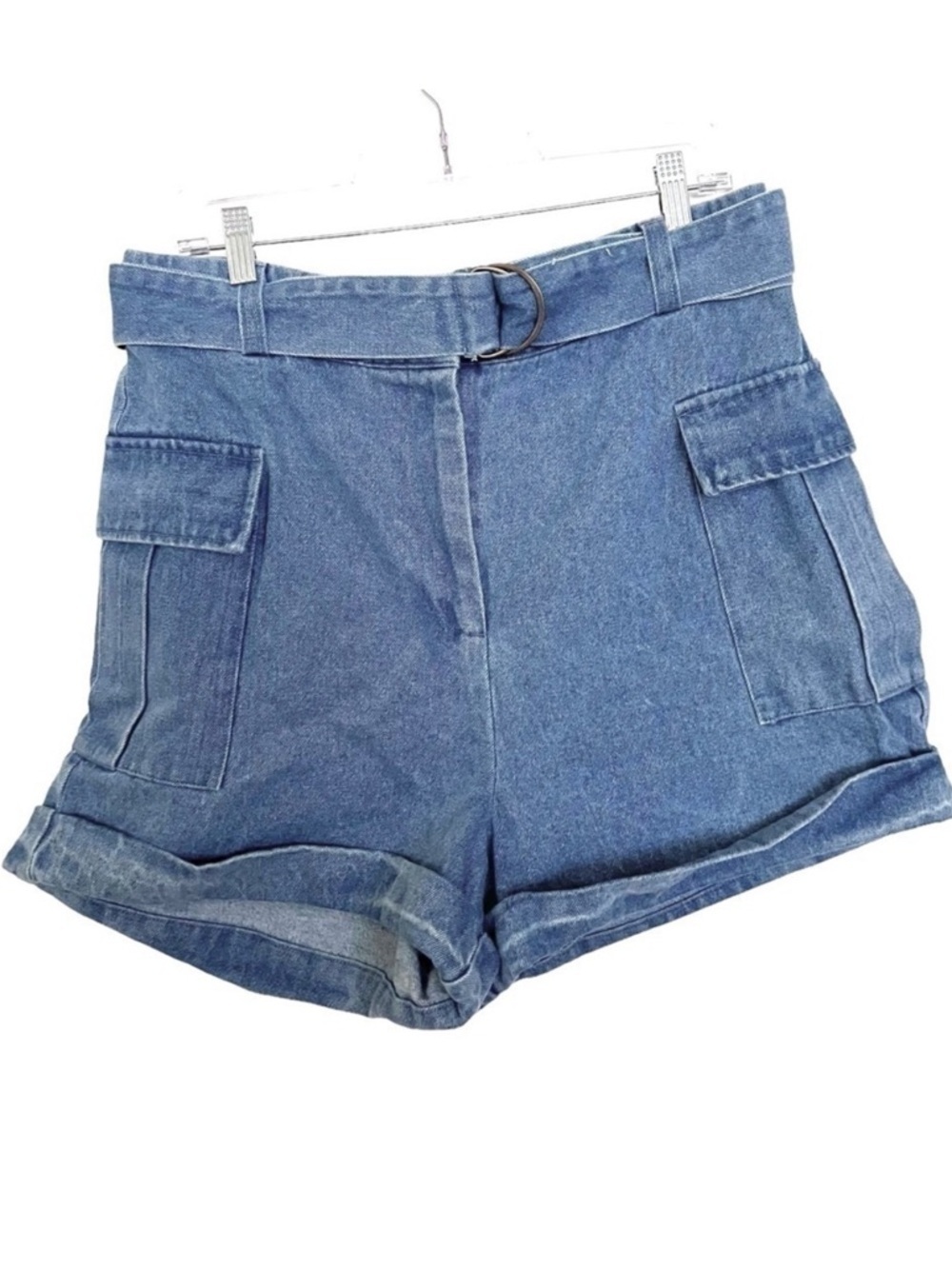 Jeannie‎ Mai x INC International Concepts Blue Denim Belted Cargo Shorts NWT 12